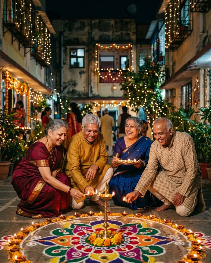 Friends celebrating Diwali
