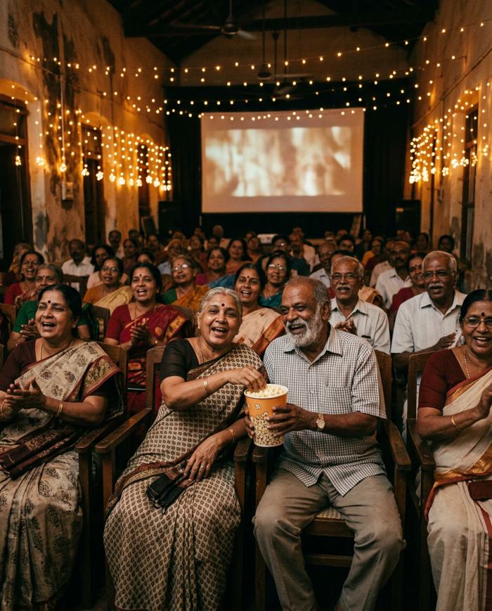 Friends at a movie evening